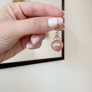 Vintage Midcentury Pink Beaded Pendant Earrings
